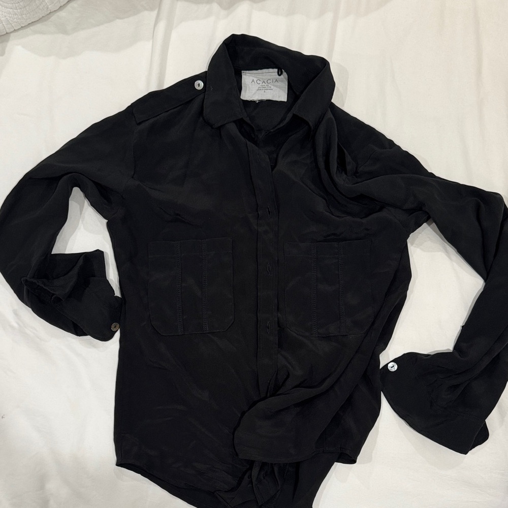Acacia Silk Black Shirt worn 100% silk
